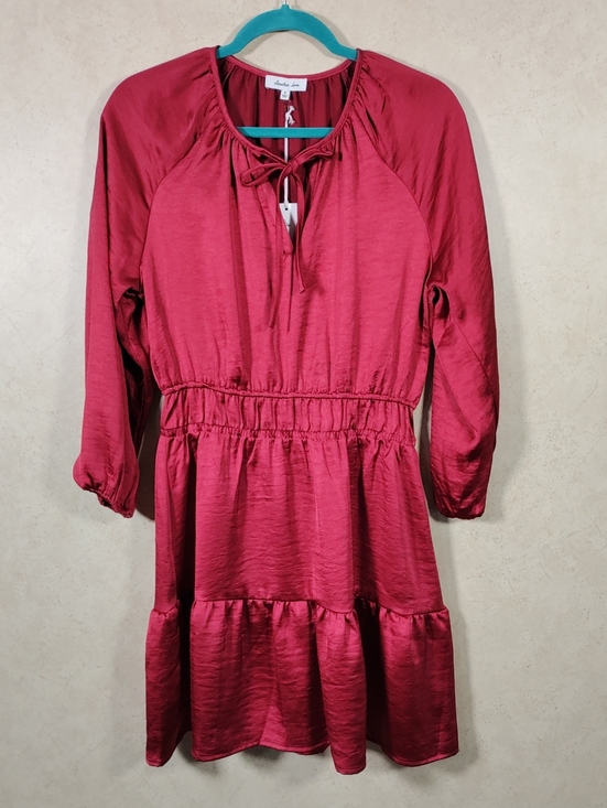 Another Love Dresses & Skirts - J099 Another Love Burgundy Satin Boho Tiered Dress S NWT